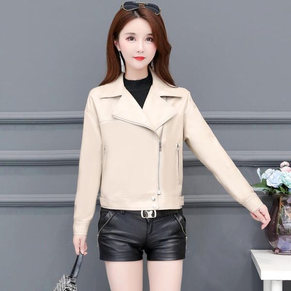 

black women's leather jacket 2019 new spring and autumn jackets female leather coat short slim motorcycle women clothing