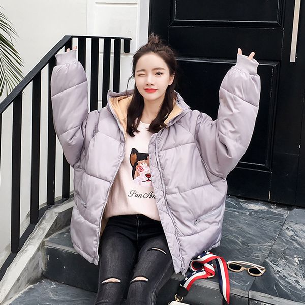 

women winter jacket solid pocket cotton loose warm parka jacket winter padded coat korean female soft overcoat 2019 new, Black