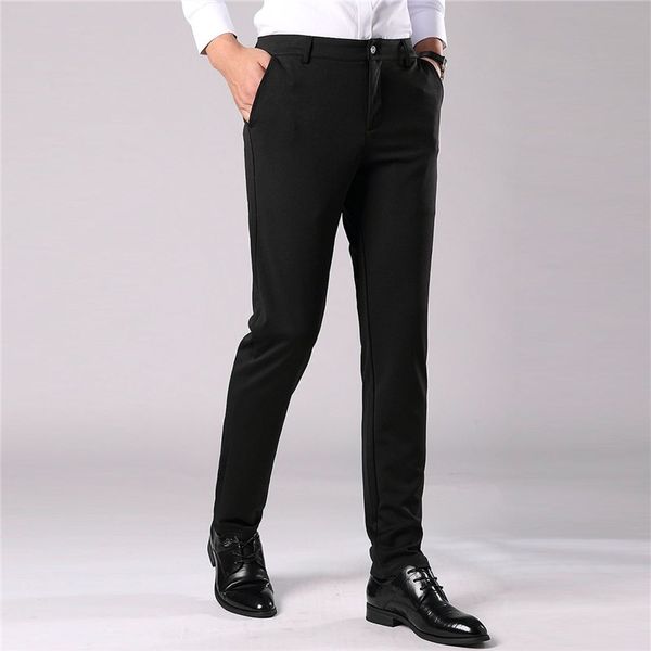 

suit pants men's autumn winte fashion business casual long pants suit male elastic straight formal trousers plus size 38, White;black