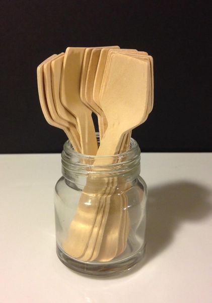 

100 pieces wooden disposable wedding party small flat edge spoon | flatware cutlery 9.5cm disposable wooden party buffet cutlery