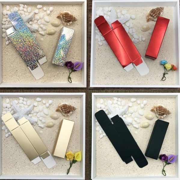 

100pcs 2.5*2.5*8.5cm gold black laser kraft paper box diy lipstick perfume essential oil bottle packaging box valve tube packag
