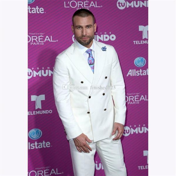 

double breasted ivory wedding groom tuxedos peak lapel groomsmen mens dinner blazer suits (jacket+pants+tie) no:1836, Black;gray