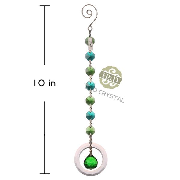 

25cm h&d fengshui round rainbow maker window pendant crystal suncatcher with 20mm ball prism octogon chakra suncatcher for gift