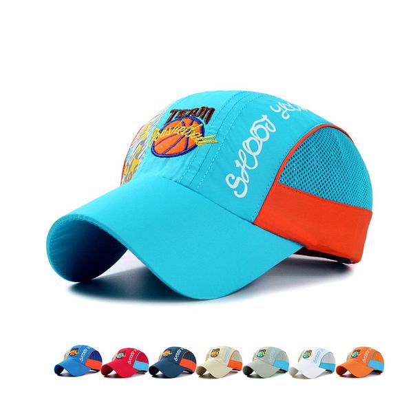 

2020 new spring summer outdoor sports quick dry hat basketball spider embroidery baseball cap children hats caps for girls boys, Blue;gray