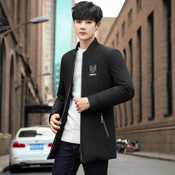 

winter new style men's warm down jacket-style stand collar thick men's casual jacket trend comfortable wear, Black