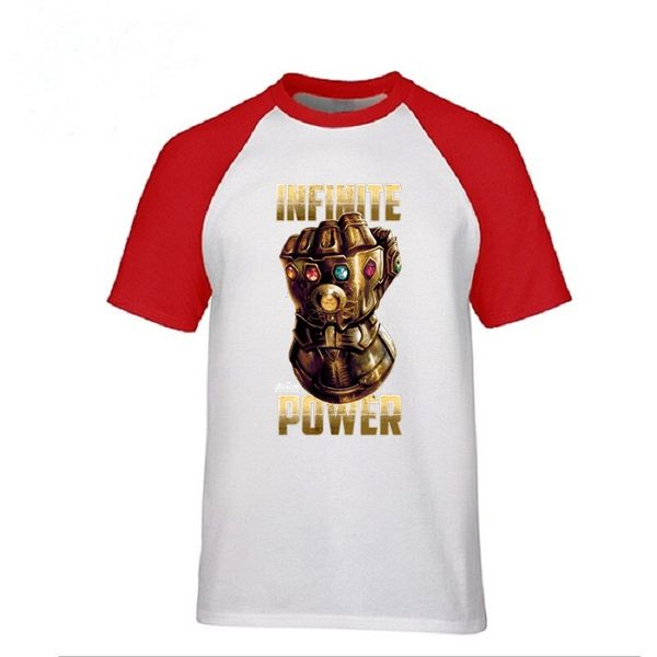 

men's summer basic tee infinite power tshirt gold thanos gauntlets t shirt pure cotton plus size funny marvel t-shirt polos, White;black