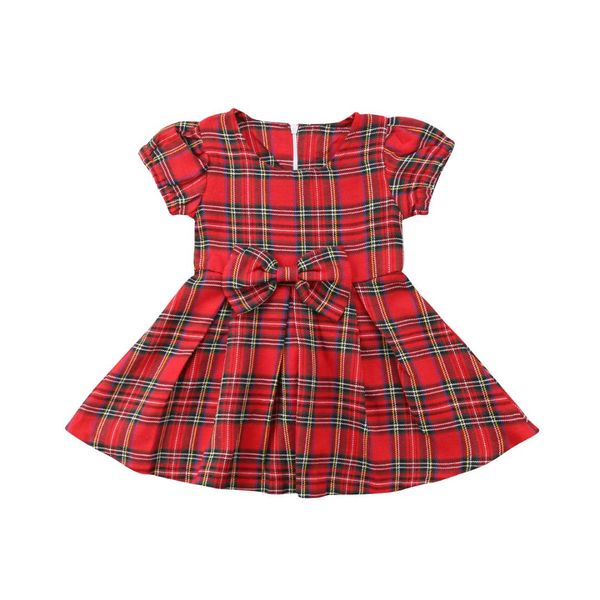 

infant baby girls plaid bowknot tutu dress princess party dress summer 0-24m, Red;yellow