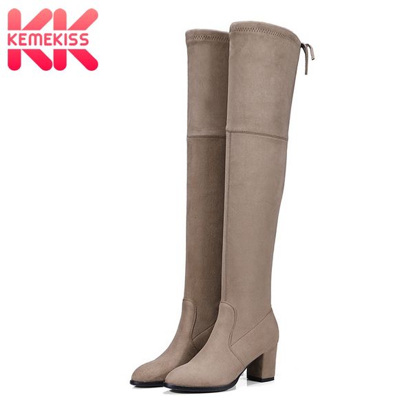 

kemekiss  colors women warm boots autumn winter over the knee boots elastic high heels shoes women footwear size 34-43, Black