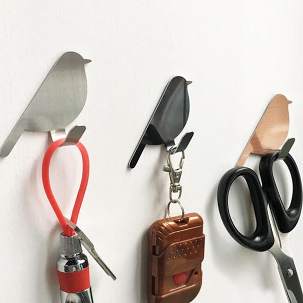 

2pcs punch-refrigerator back door hooks bird shaped kitchen tools bathroom towel hat bag key hanging wall hanger home decor