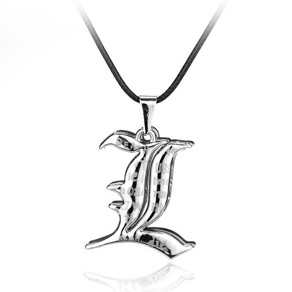 

punk anime death note metal necklace l yagami non-mainstream leather chain cosplay women men accessory jewelry gift, Silver