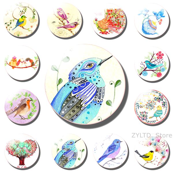 

bird fridge magnet 12pcs 30mm set glass cabochon animal refrigerator magnets refrigerator stickers cute cartoon art home decor