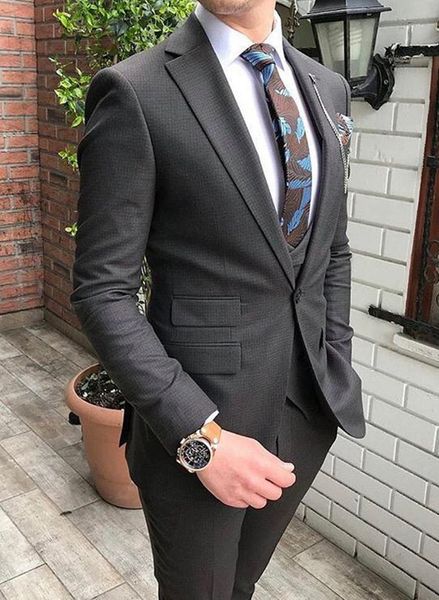 

красивый one button groomsmen нотч groom tuxedos мужские костюмы свадебные / выпускной вечер / ужин шафер blazer (куртка + штаны + tie + ves, Black;gray