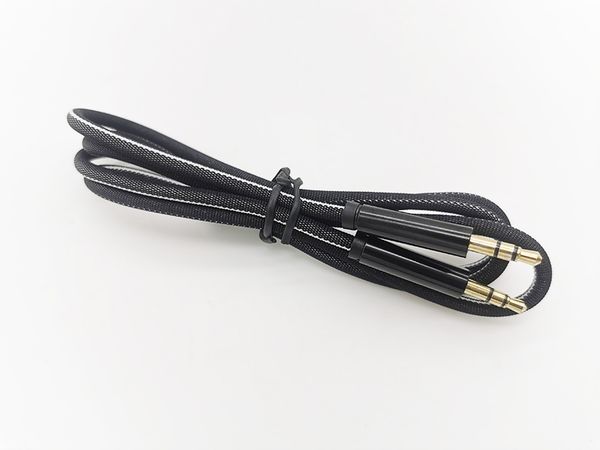 

1m/3ft od 3.8 3.5mm fabric denim male to male car extension aux audio cable via dhl 100