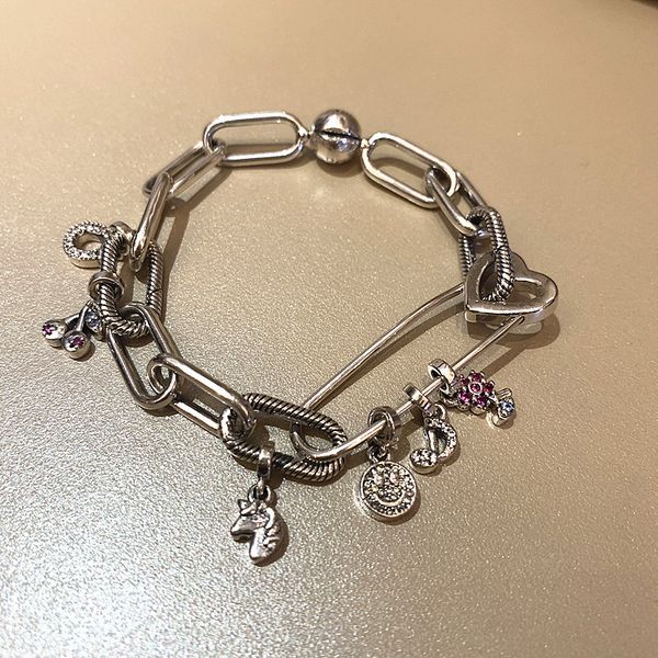 

womens bracelets luxury original 925 silver snake chain bracelet bangle for women authentic charm jewelry pulseira gift for pandora bracelet, Black