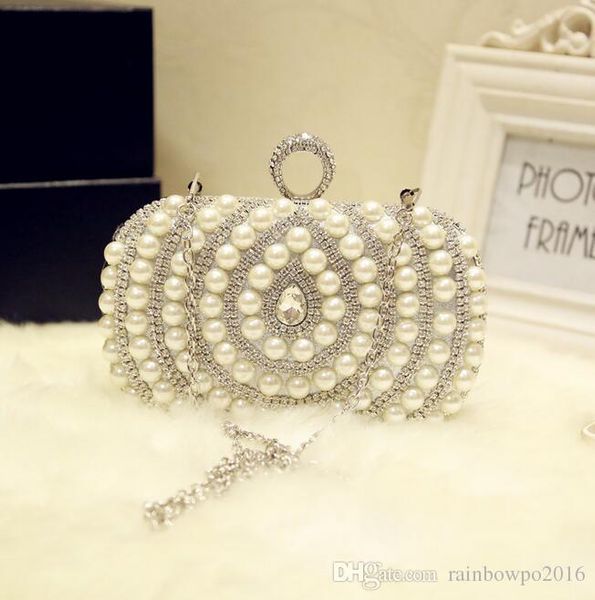 

factory sales of high-quality handmade pearl hand bag luxurious diamond chain woman yanbao exclusive custom diamond dinner bag