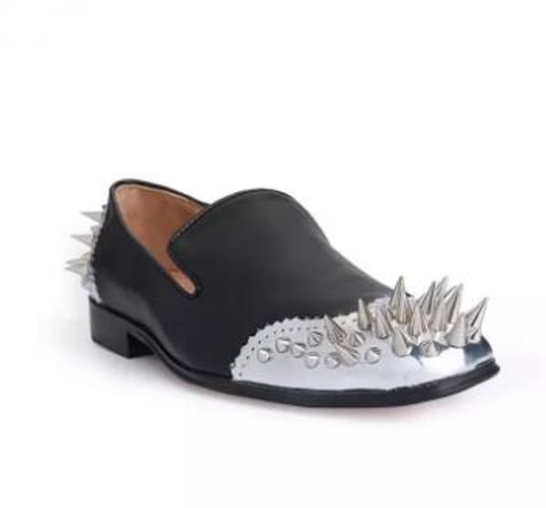 

конструктор мужской лучшего daviol spooky квартира металлических шипы oxfords обувь red bottom кожа мокасины мужчина платье свадебной обувь, Black