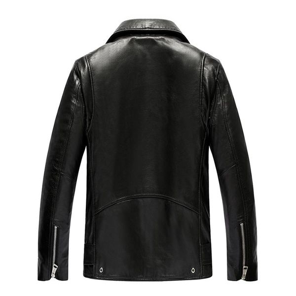 

men's leather & faux real genuine jacket men sheepskin bomber jackets spring autumn motocycle plus size coat 22-922 mf720, Black