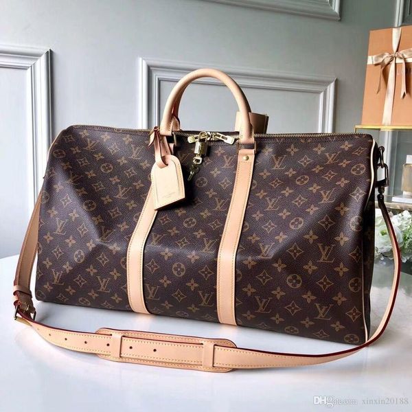 

2019 duffle bag women travel bags hand luggage designer travel bag men pu leather handbags large cross body bag totes 55cm
