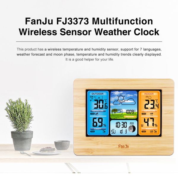

color screen weather forecast clock bamboo surface wave clock multifunction electronic alarm perpetual calendar