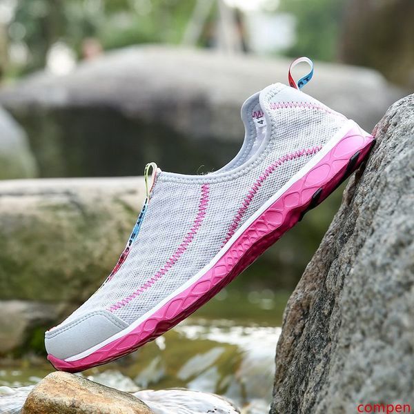 

lightgreen summer men aqua shoes mesh breathable outdoor sport beach shoes surf exercise light flats water skin shoes plus size