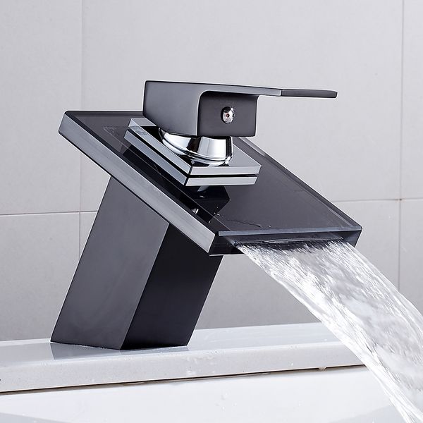 

bathroom waterfall led faucet glass waterfall brass basin faucet bathroom mixer tap deck mounted basin sink mixer tap