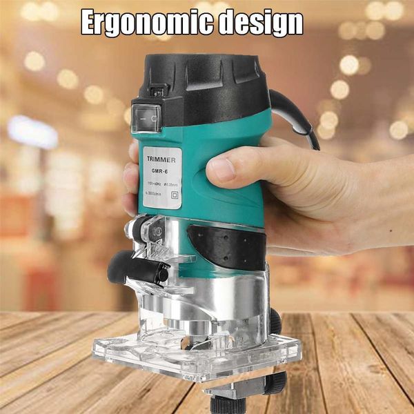 

110v/220v 6.35mm green electric hand wood trimmer 2200w 30000rmp woodworking laminate router joiners carving machine wood router