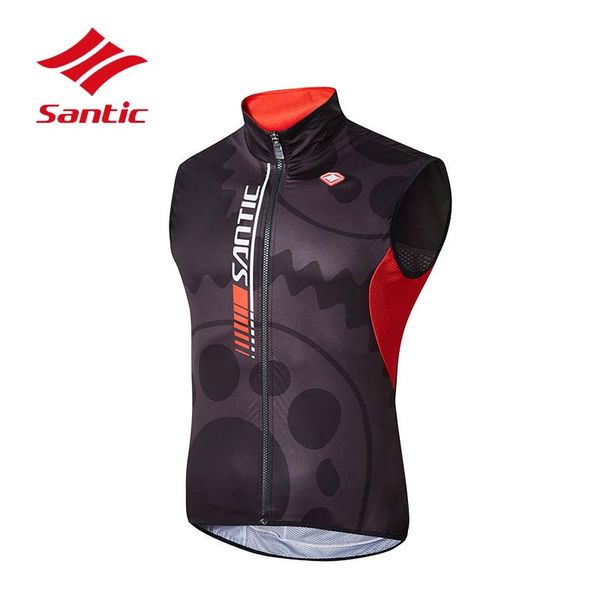 

santic cycling vests men windproof bike sleeveless clothes mountain road bicycle downhill clothing vest, Black