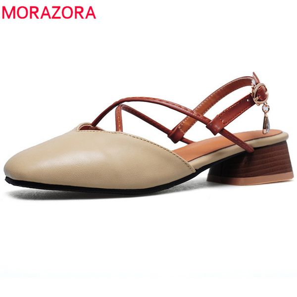 

morazora 2020 новое поступление для женщин насосы простой pu пряжки модные туфли большой размер 33-46 элегантный круглый носок квадратный ка, Black