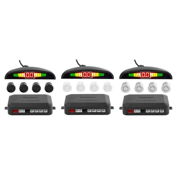 

car parking auxiliary alarm sensor kit 4 sensors auto reverse backup radiolocator alarm monitoring detector system led display