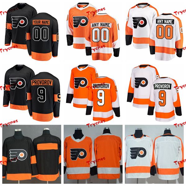 

2019 ivan provorov philadelphia flyers stitched jerseys customize home new alternate black shirts #9 ivan provorov hockey jerseys s-xxxl, Black;red