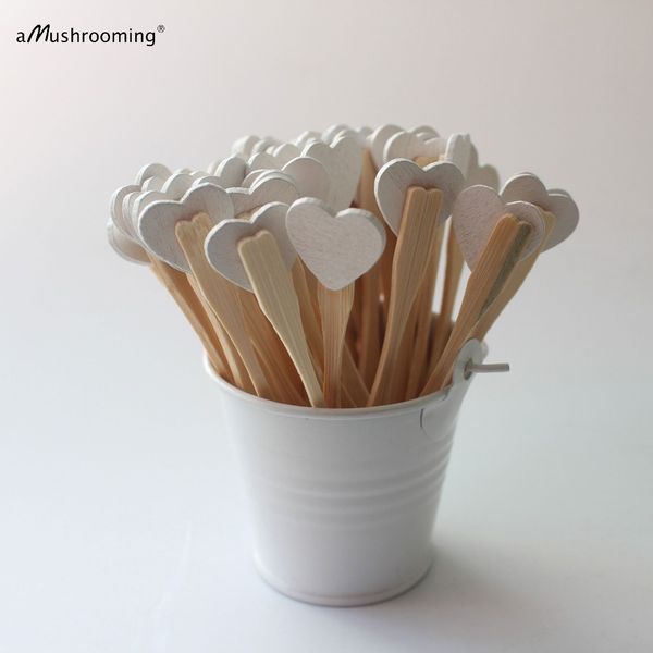 

25 rustic forks wedding white heart party picks cupcake ers fruit picks bamboo forks birthday bridal shower party decor