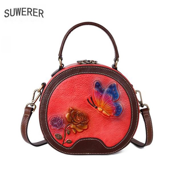 

suwerer real cowhide bag round bag women genuine leather handbags women bags bags