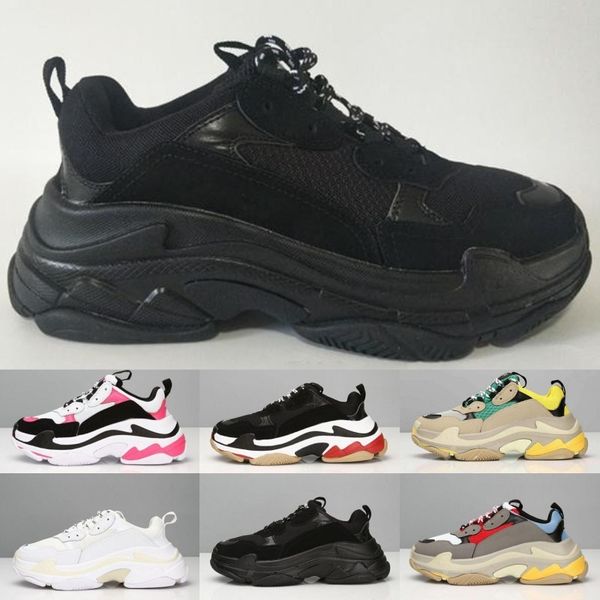 

2018 fashion paris 17fw triple-s sneaker triple s casual luxury dad shoes for men's women beige sports tennis designer running shoe 36, Black