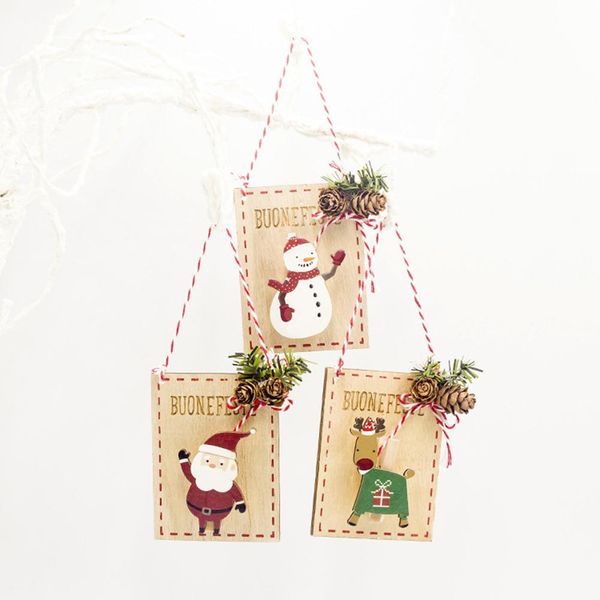 Neue Ankunft Weihnachten Santa Elch Schneemann Tag Holz Memo Note Clip Ornament Weihnachtsbaum Dekor