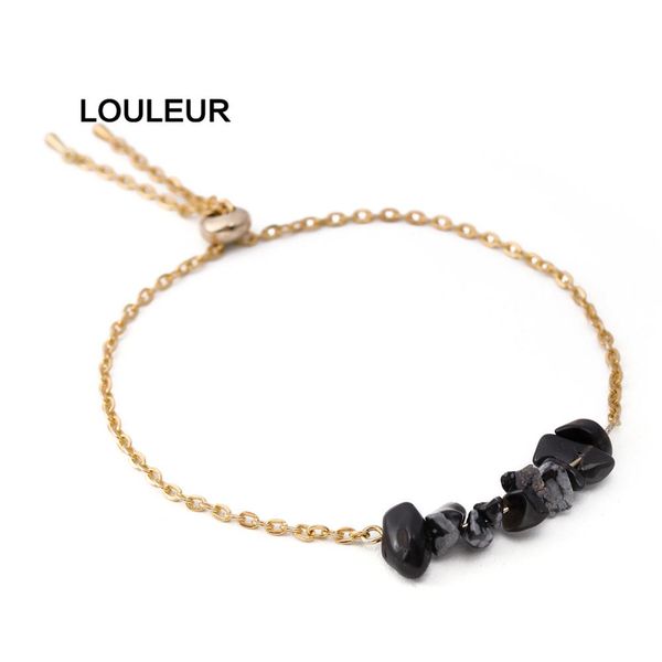 

vintage lady bracelet natural stone bead stainless steel chian bracelet adjustable bracelets women jewelry gift drop shipping, Black