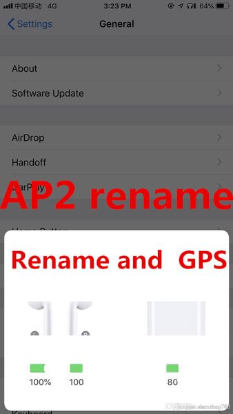 

2019 2nd generation wirele charging with mart en or rename wirele bluetooth headphone po itioning rename earphone air pod h1 chip