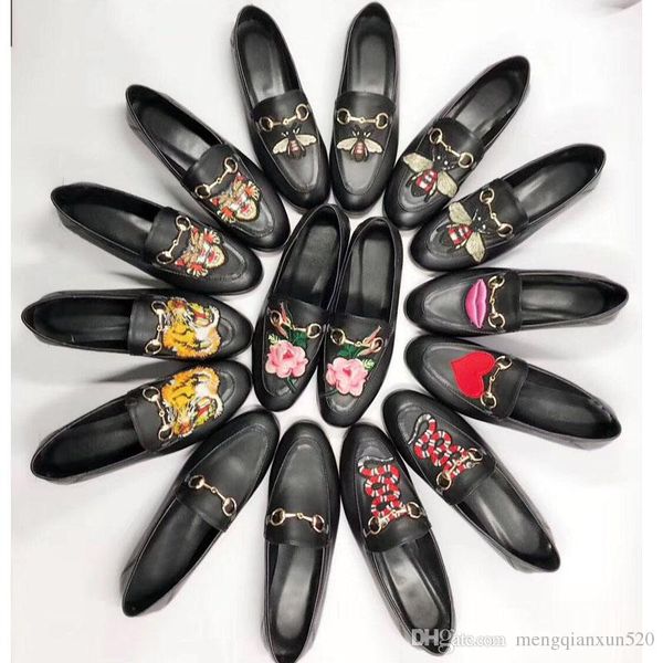 

classic genuine leather flat shoes spring and autumn season metal clasps luxury shoes men and women flat heel designer flat lazy shoes 34-46, Black