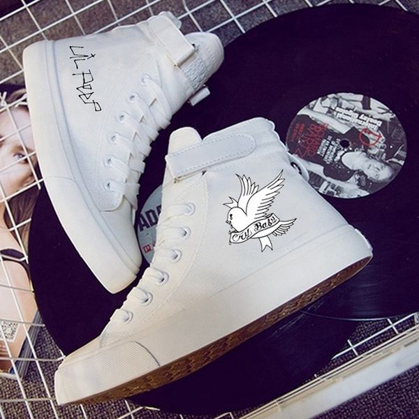 

lil peep printed men high canvas shoes sneakers, Black
