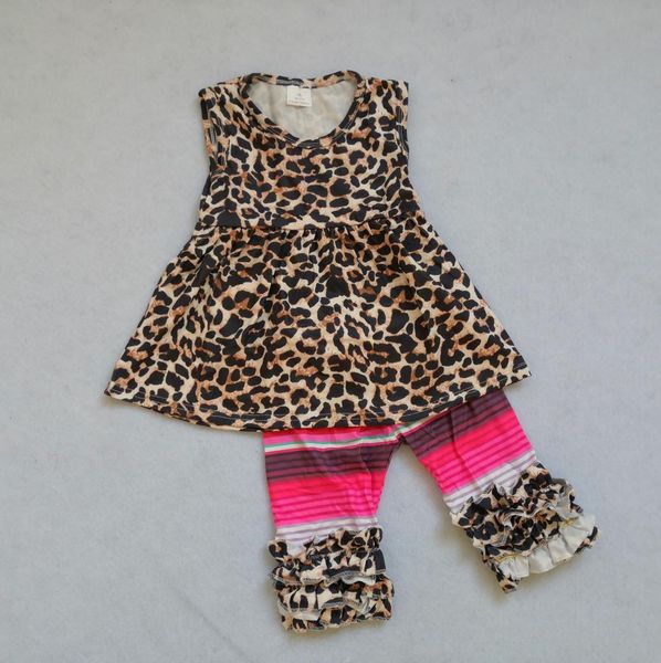 

kids clothing baby girl clothes ruffle pants sets children boutique leopard-print desgin, White