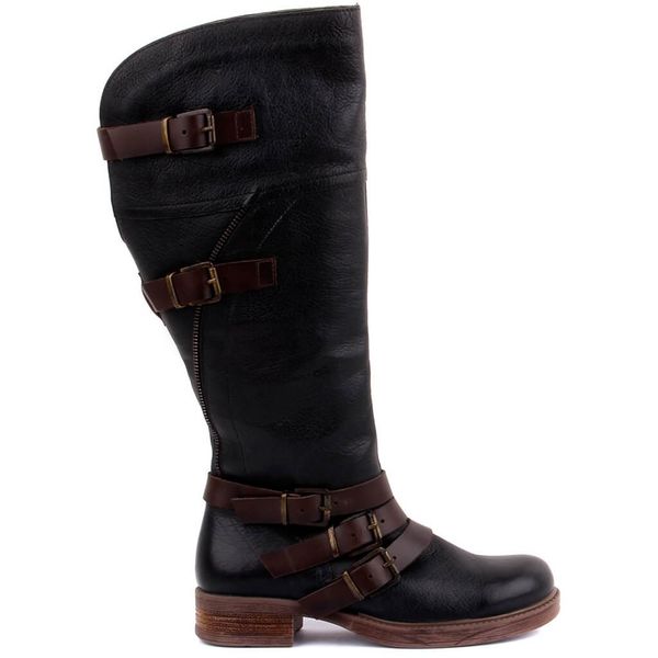 

sail-lakers black leather zipperless women boots