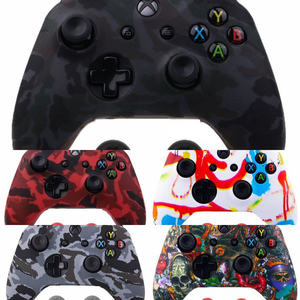 

ad7rf для xbox one s силиконовый чехол контроллера мягкие аналоговые чехлы удобная печать кожи геймпада резиновая крышка джойстика 2 x capsd