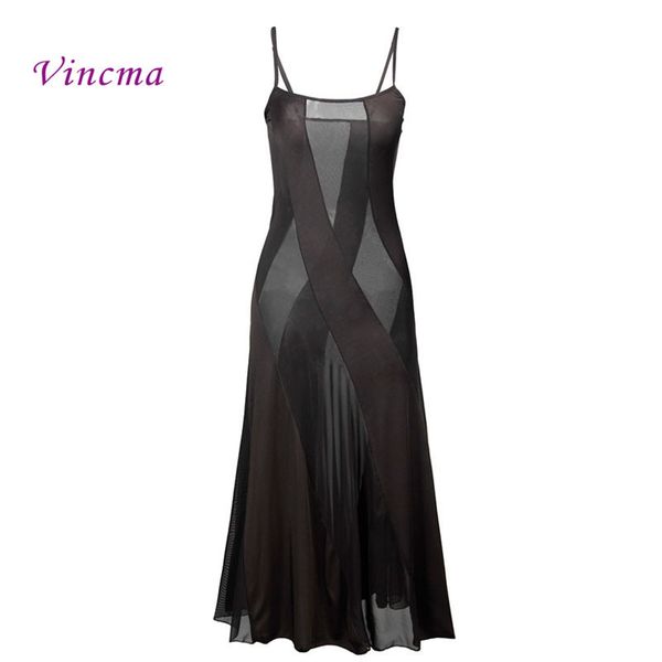 

plus size s-6xl style women solid long dress lingerie summer transparent nightgown nightwear for women underwear y19070202, Red;black