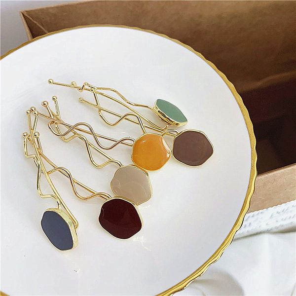 

1pc women fashion candy color barrettes alloy wave desgin geometric hair clip girls hairpin hair accessories new arrival