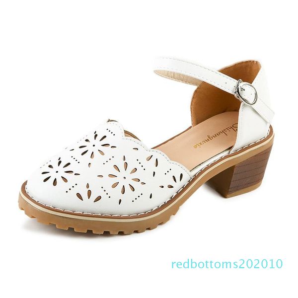 

sandals female 2019 summer korean version of the new wild with a word buckle round head hollow breathable women shoes r10, Black