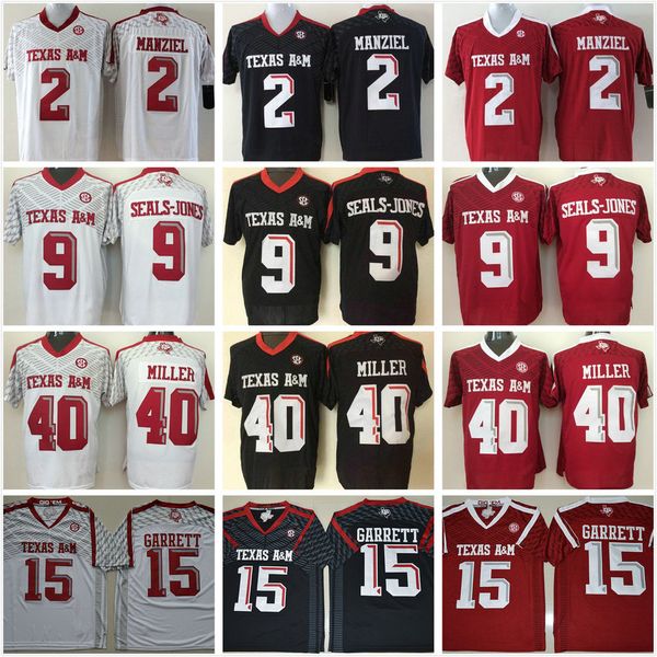 

ncaa техас aggies 40 von miller колледжа джерси цвет красный белый черный 2 мэнзел, джонни 9 рикки джонс seals 15 myles garrett джерси, Black