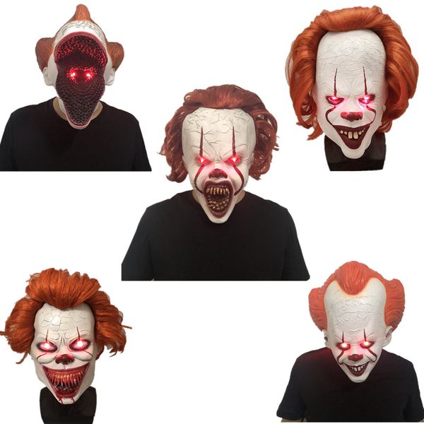 

new led stephen king's it pennywise full face mask latex halloween scary mask cosplay clown party prop