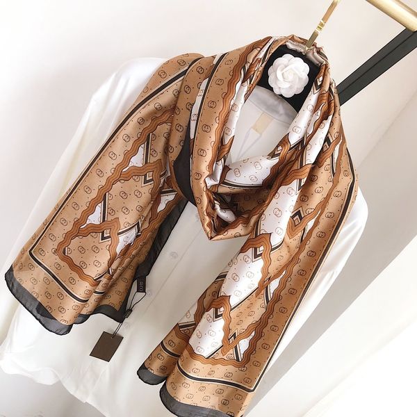 

2020 classic european designer womens brands print silk scarf elegant ladies wrap scarves size 180x90cm 002, Blue;gray