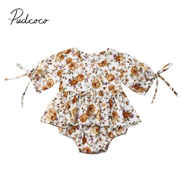 

2019 baby summer clothing newborn infant baby girl floral print bodysuit short sleeve jumpsuit outfits strap sunsuit clothes, Blue