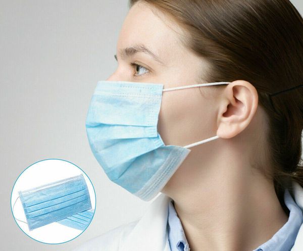 

dhl ready to ship 50x disposable face mask with elastic ear loops 3ply personal protective masks