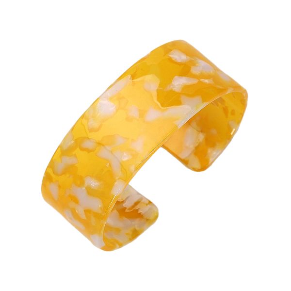 

fashion cuff acrylic wide bangles bracelet for women vintage round trendy wedding jewelry yellow, Black